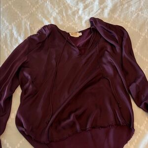 Plum V-Neck Long-Sleeve Blouse